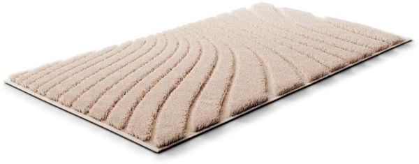 Grund Badematte Caffi, Höhe 20 mm, rutschhemmend beschichtet, fußbodenheizungsgeeignet, Polyester, rechteckig, Zeitlos schönes Wellenmuster, mit Hoch-Tief, 5 Jahre Garantie