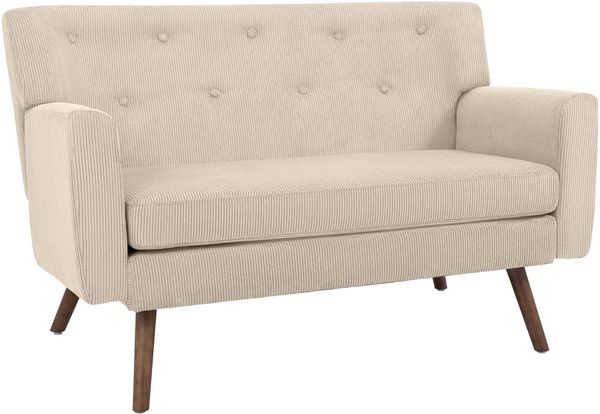 Sofa ARNE Cord 2-Sitzer - 120 x 74 x 81 cm, Cord, Creme | Couch Loungesofa für Wohnzimmer Schlafzimmer Leseecke