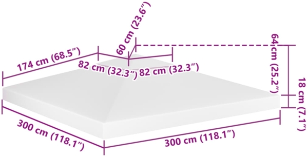 vidaXL Pavillon-Dachplane mit Kaminabzug 310 g/m² 3x3 m Weiß 312074 Bild 6
