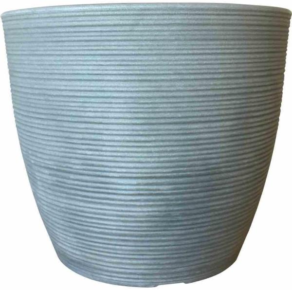 SIENA GARDEN Pflanzgefäß Sevilla, rund, Ø 33x28 cm, aus Kunststoff Rillenoptik in retro-grau