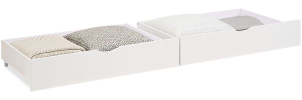 2 Schubläden Bett Bettkästen Auszug Aufbewahrung mit Rollen Holz Weiß Schubkästen