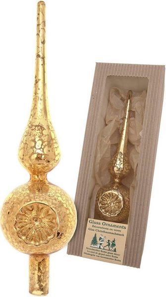 Krebs Glas Lauscha Christbaumspitze Antike Mercury Glas Reflexspitze (1-tlg), Christbaumspitze aus Glas, mundgeblasen, handgefertigt
