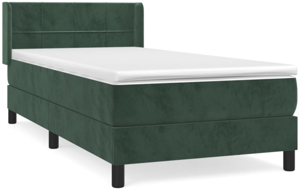 vidaXL Boxspringbett mit Matratze Dunkelgrün 90x190 cm Samt 3130934