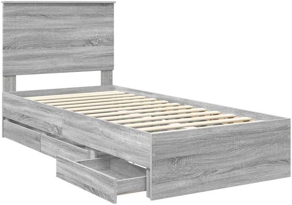 vidaXL Bettrahmen Graues Sonoma 90 x 200 cm Ingenieurs Holz 3409508 Bild 5