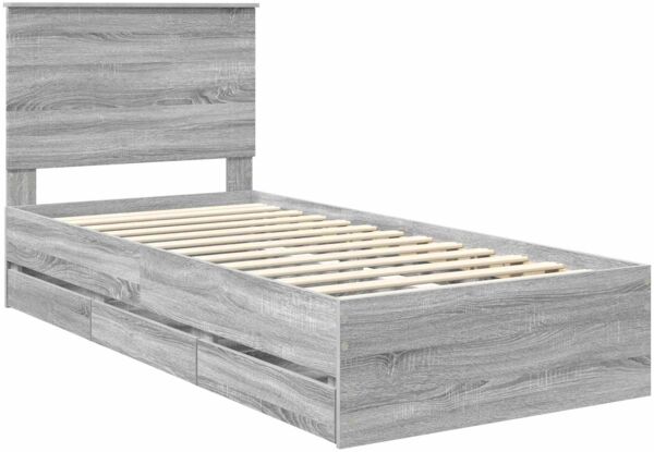 vidaXL Bettrahmen Graues Sonoma 90 x 200 cm Ingenieurs Holz 3409508 Bild 4
