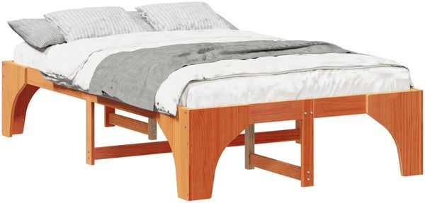 vidaXL Bettrahmen Braun 135 x 190 cm Massives Kiefernholz 872997 Bild 2