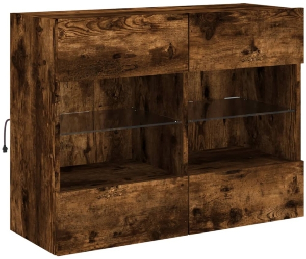vidaXL TV-Wandschrank mit LED-Leuchten Räuchereiche 78,5x30x60,5 cm 837103 Bild 2