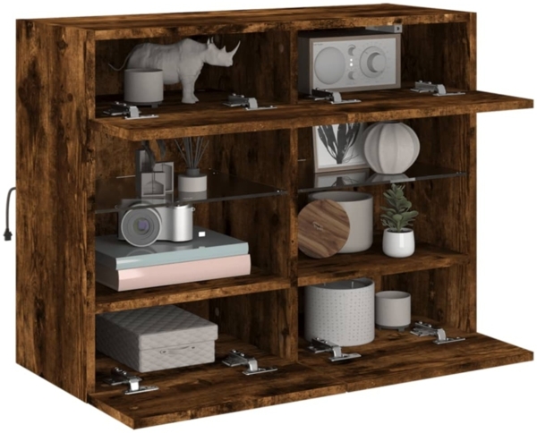 vidaXL TV-Wandschrank mit LED-Leuchten Räuchereiche 78,5x30x60,5 cm 837103 Bild 5