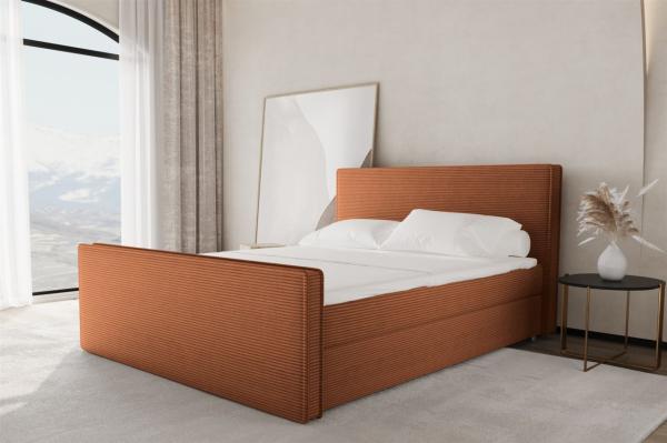 Boxspringbett Schlafzimmerbett CELES 160x200cm Stoff Poso Ziegelrot