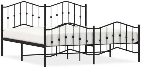 vidaXL Bettgestell mit Kopf- und Fußteil Metall Schwarz 183x213 cm 373812