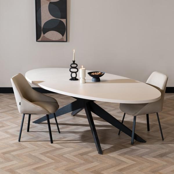 Bronx71 Esstisch Dio dänisch oval beige Melamin 270 x 130 cm