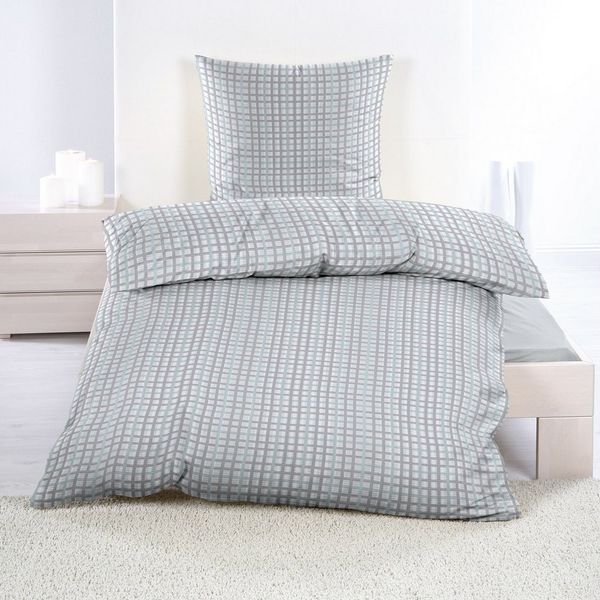 Casa Colori Bettwäsche Casa Calori, Seersucker, 2 teilig, kariert in mint, grau, weiß