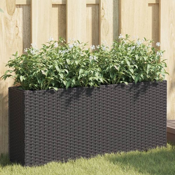 Pflanzkübel 2 pcs, Blumentopf, Hochbeet mit 2 Töpfen Schwarz 90 x 20 x 40 cm Poly Rattan