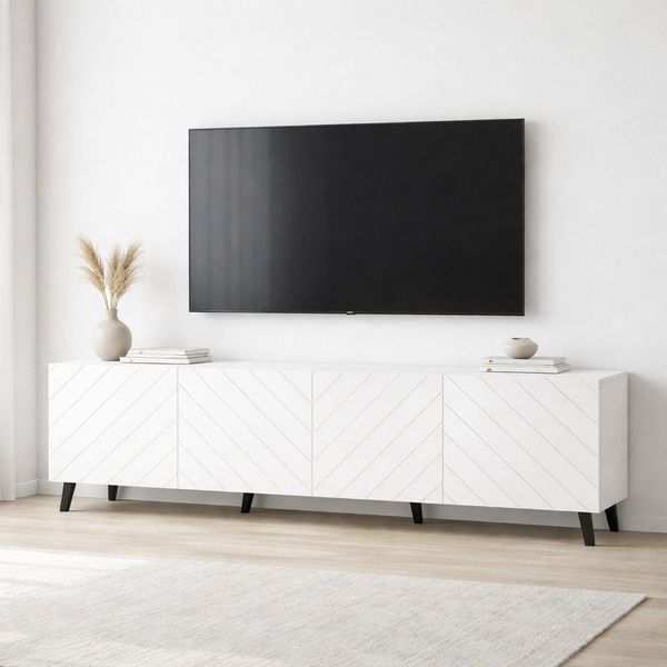 OTTO home Lowboard HOLLY 2.0, TV-Board, TV-Kommode, TV-Schrank, TV-Unterschrank, TV-Möbel, Modernes lackiertes Hochglanz TV-Board, grifflos, Breite 200 cm