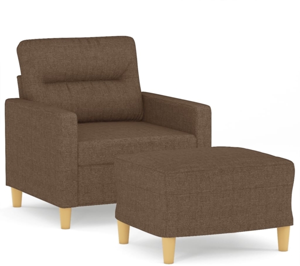 vidaXL Sessel mit Hocker Braun 60 cm Stoff 3201068