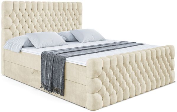ALTDECOR Boxbett SERENE-Z (Multipocket-Matratze H4, H3 Matratze Bonellfederung, Topper, Kopfteil), Doppelbett mit Fußteil