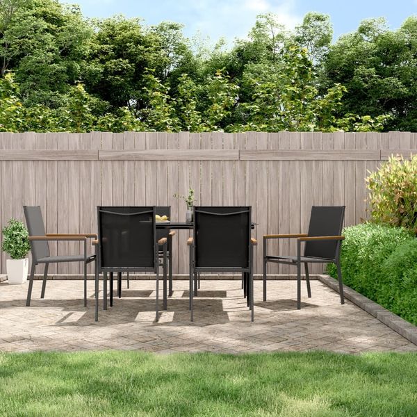 vidaXL 7-tlg. Garten-Essgruppe Schwarz Textilene und Stahl 3187036