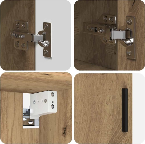 vidaXL Badezimmermöbel-Set 4 pcs Artisan-Eiche Sperrholz und Metall 3393092 Bild 9