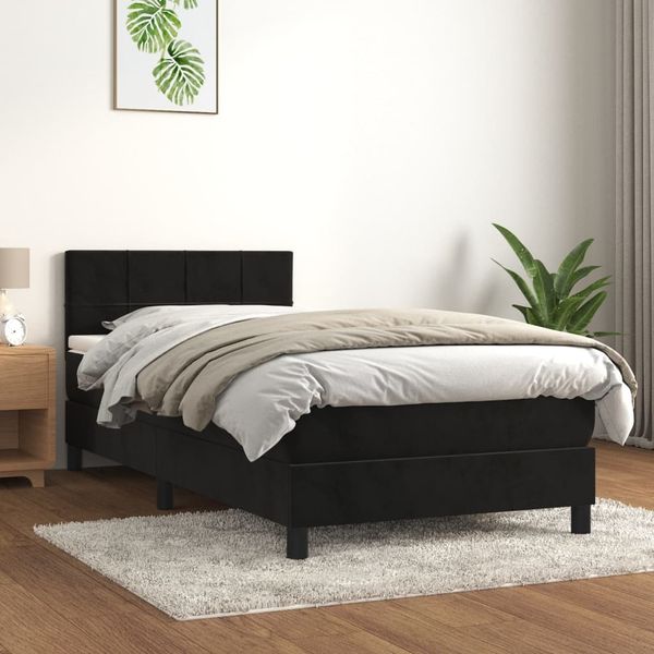 vidaXL Boxspringbett mit Matratze Schwarz 100x200 cm Samt 3141289