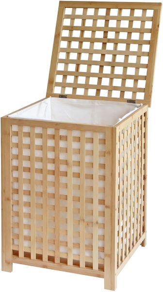 CLP Wäschebox Lenca für Schmutzwäsche mit Bambusrahmen Wäschesack 90L waschbar,natura
