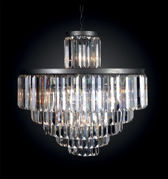 Signature 'FULGURANT' Kronleuchter aus Glas und grau verzinktem Metall - H82 cm - Grau