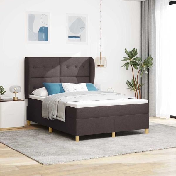 vidaXL Boxspringbett mit Matratze Dunkelbraun 200 x 140 cm Stoff 3340756