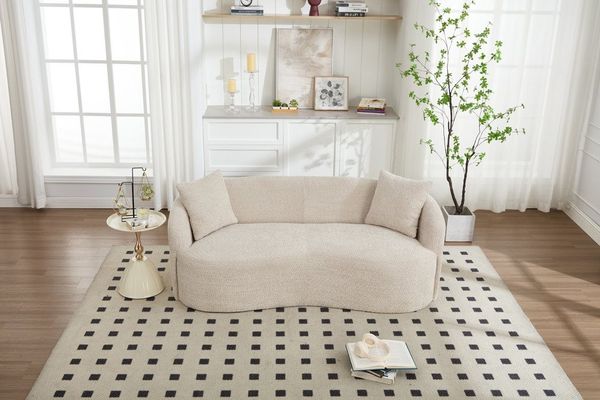 riess-ambiente 2-Sitzer ELEMENTAL 180 cm champagner beige – Sofa, Bouclébezug, modern, Einzelartikel 1 Teile, edle Couch mit Strick‑Bezug & Kissen – ideal für Wohnzimmer & Lounge