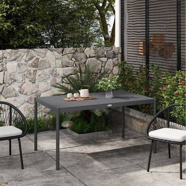 Outsunny Gartentisch Esstisch für 6 Personen (Terrassentisch, 1-St, Balkontisch), aus Alu, Dunkelgrau, 145 x 90 x 74 cm