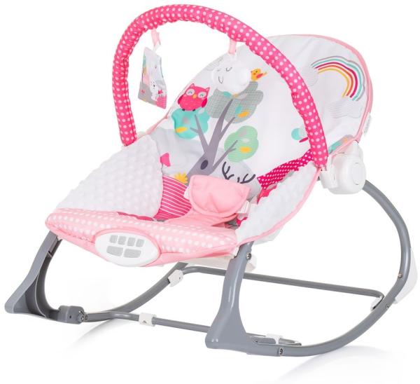 Chipolino Babywippe Melody 2 in 1 Gurt Musik Vibration Spieluhr Schaukelfunktion pink