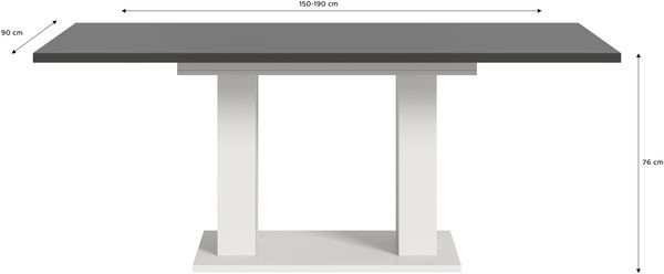 Kulissen-Esstisch >Motion< ausziehbar 190cm, Grau / Weiß - 150/190x76x90cm (BxHxT) Bild 6
