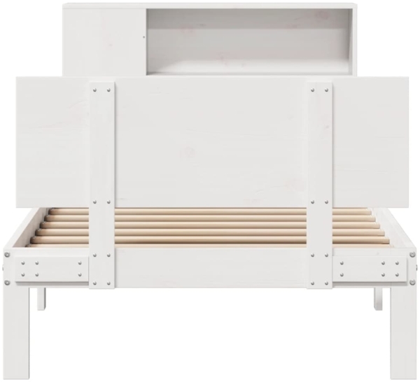 vidaXL Massivholzbett mit Regal ohne Matratze Weiß 90x190 cm Kiefer 3322645 Bild 3