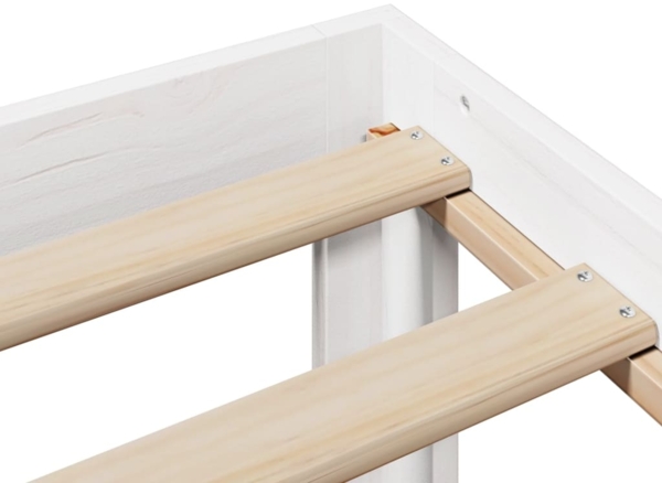 vidaXL Massivholzbett mit Regal ohne Matratze Weiß 90x190 cm Kiefer 3322645 Bild 8