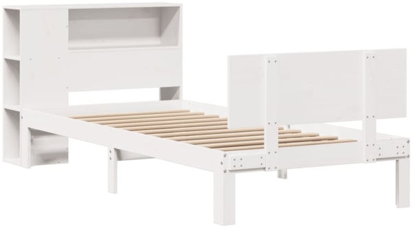vidaXL Massivholzbett mit Regal ohne Matratze Weiß 90x190 cm Kiefer 3322645 Bild 2