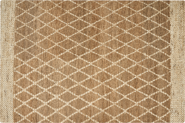 Teppich Jute beige 200 x 300 cm geometrisches Muster Kurzflor ZORAVA