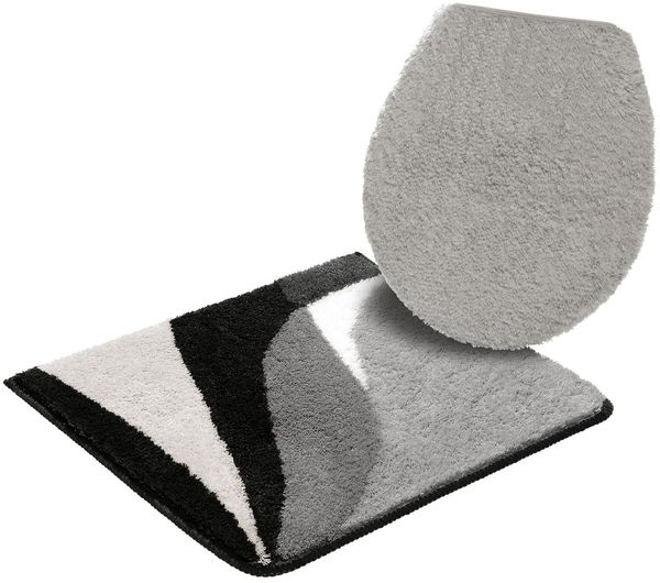 OTTO home Badematte Magnus, Badvorleger, Badezimmer Teppich, Höhe 20 mm, rutschhemmend beschichtet, schnell trocknend, strapazierfähig, Polyacryl, rechteckig, 2-tlg. Hänge-WC Set, mehrfarbig, Badteppich, Badematten auch als 2 teiliges Set & rund