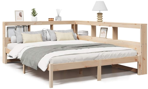 vidaXL Massivholzbett mit Regal ohne Matratze 140x200 cm Kiefernholz 3324317