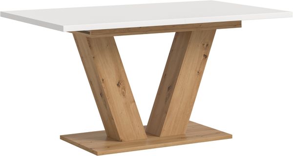 Esstisch ausziehbar Artisan Weiß, V-Fußgestell, 150-190x76x90 cm