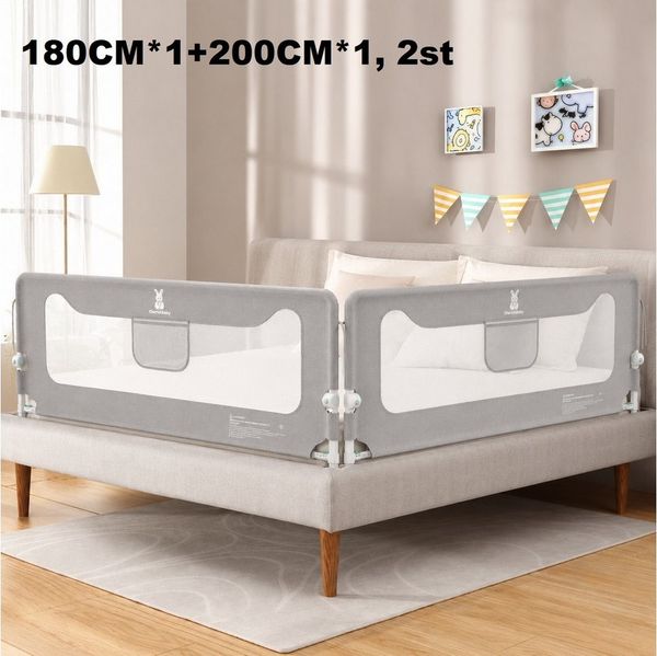 Huracan Bettschutzgitter Bettgitter 150/180/200cm, Rausfallschutz Bett, (14-Fach höhenverstellbar, Klappbar Bettschutzgitter für, Kinder Baby,Stabiler Kinderbettgitter für Babybett), mit Sicherheitsgurt, Elternbett & Kinderbett