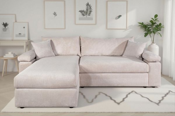 OTTO home Ecksofa Cosy L-Form, B: 234 cm, Sitzaufbau im Sandwich-Federkern, 2 Zierkissen, Mega-Sofa, Cord oder Struktur weich, Kaltschaumauflage