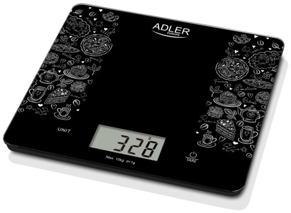 Adler AD 3171 Elektronische Küchenwaage 10 kg 1 g Schwarz Glas Rechteck