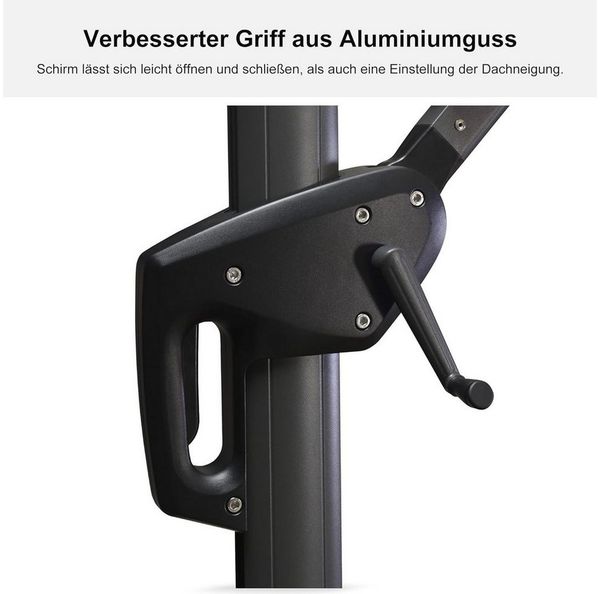 PURPLE LEAF Sonnenschirm Quadratischer Alu Außenbereich Ampelschirm mit Schirmständer, LxB: 300,00x300,00 cm, 360°Rotation, Sonnenschutz UV50+, für Garten, Terrasse, Pool, Balkon Bild 3