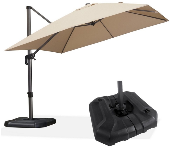 PURPLE LEAF Sonnenschirm Quadratischer Alu Außenbereich Ampelschirm mit Schirmständer, LxB: 300,00x300,00 cm, 360°Rotation, Sonnenschutz UV50+, für Garten, Terrasse, Pool, Balkon