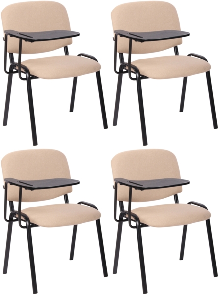 CLP 4er Set Stuhl Ken mit Klapptisch Stoff-Bezug,creme