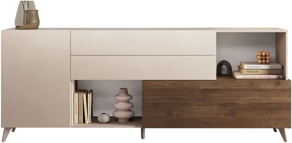 Sideboard >Morena< soft-close, Cashmere / Mercure, Holzwerkstoff - 241x94x42cm (BxHxT)