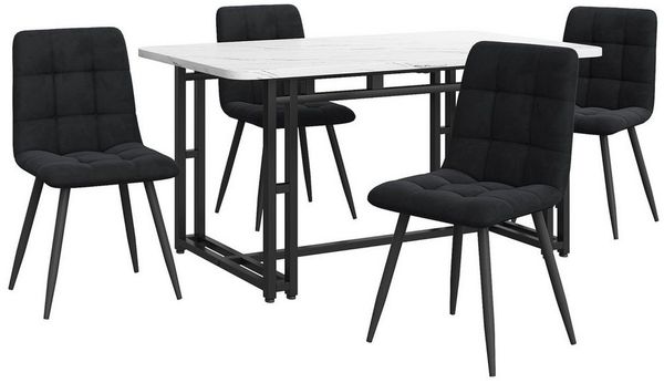 Flieks Essgruppe, (Set, 5-tlg), Esstisch mit 4 Stühlen Set Esszimmer Sitzgruppe, Metallbeine