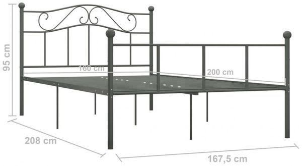 vidaXL Bettgestell Grau Metall 160×200 cm [284534] Bild 12
