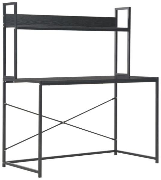 Computertisch mit Regal, Schwarz, 120 × 60 × 138 cm