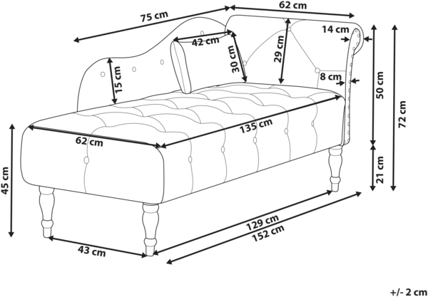 Rechtsseitige Chaiselounge IVRY Samtstoff Grau Bild 2