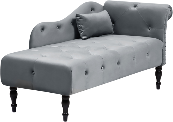 Rechtsseitige Chaiselounge IVRY Samtstoff Grau Bild 4