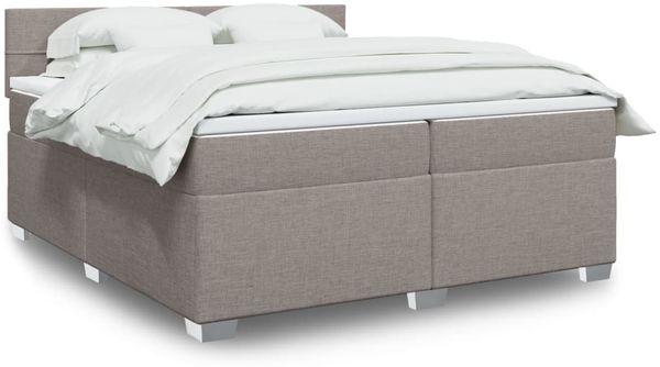 vidaXL Boxspringbett mit Matratze Taupe 200x200 cm Stoff 3285999